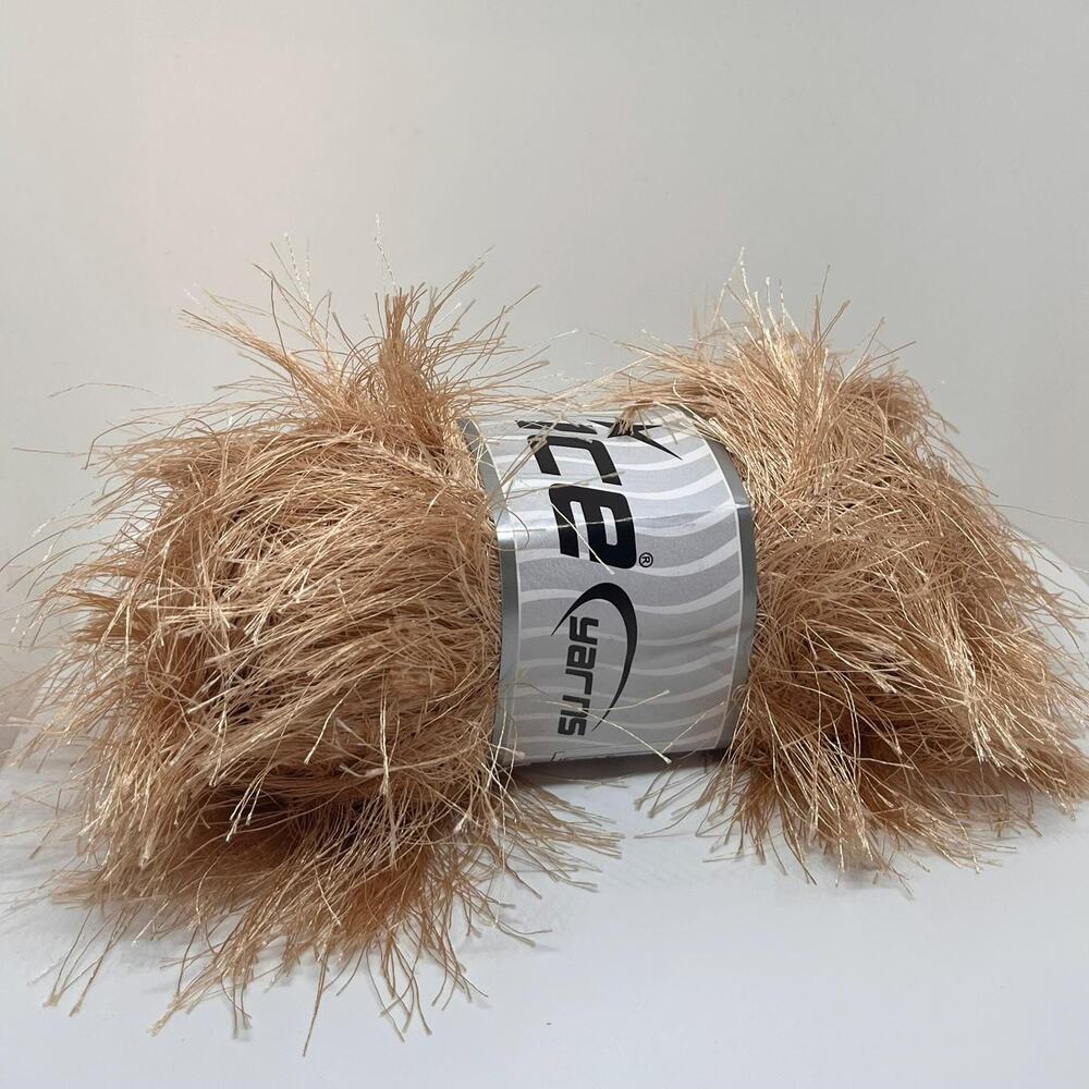 ICE Yarns Long Eyelash Yarn, Camel (Light Gold)